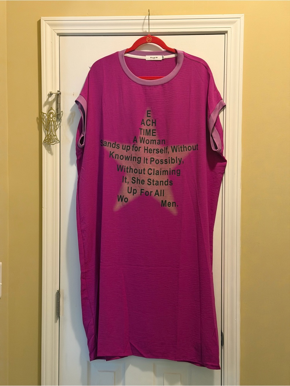 Midi dress T-Shirt dress Magenta Short Sleeve Graphic Tunic